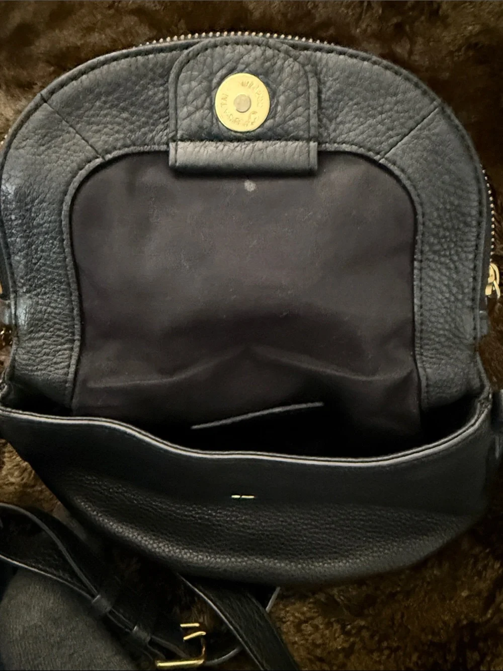Marc by Marc Jacobs Black Leather Crossbody with Gold Plate